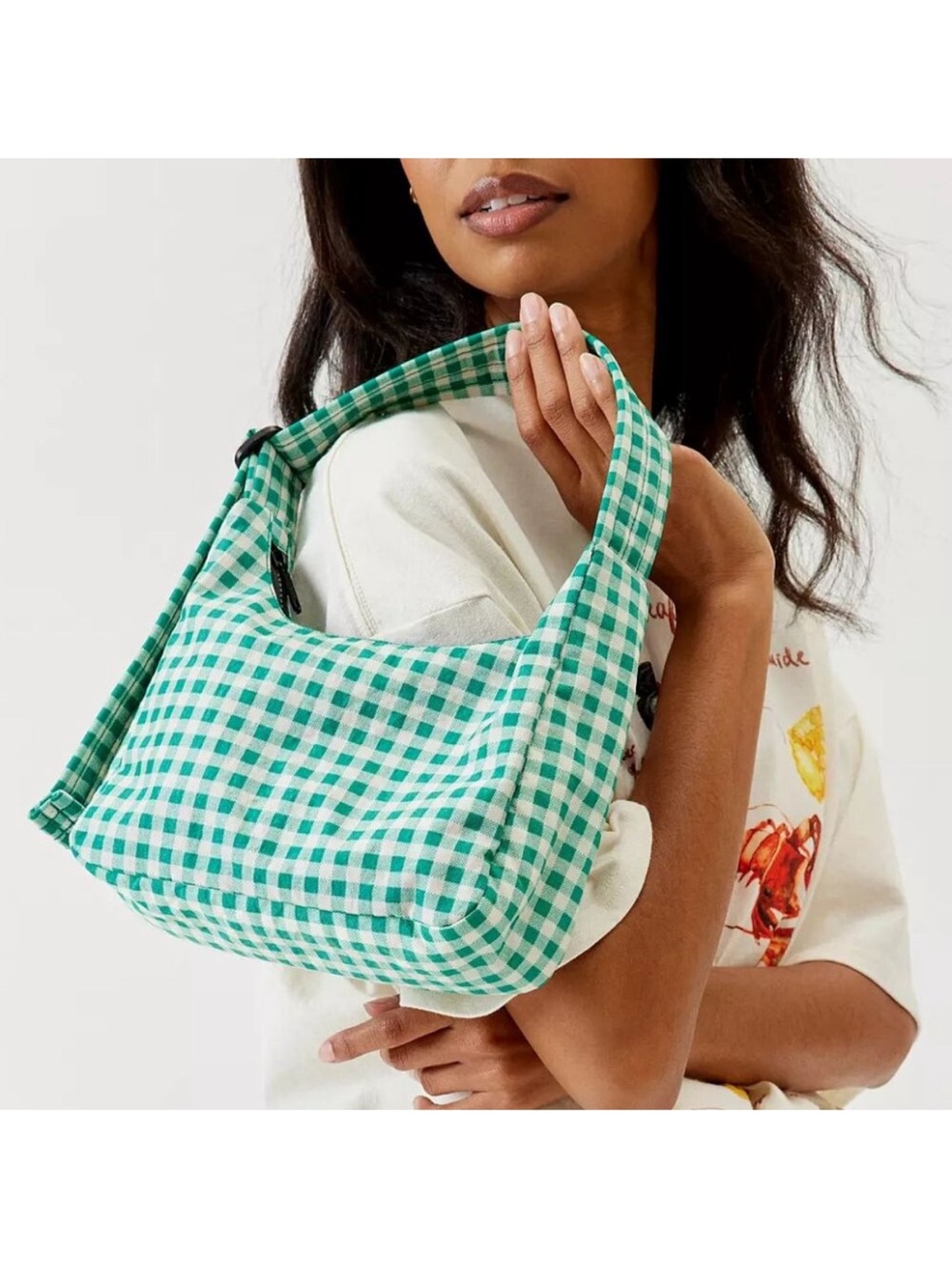 NWT Baggu Green Gingham shoulder bag - Picture 3 of 4